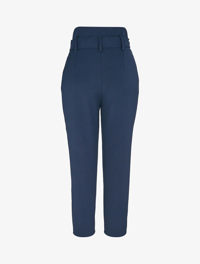 Carrotbroek 7/8 met geplooide empire taille - Marineblauw - Image 2