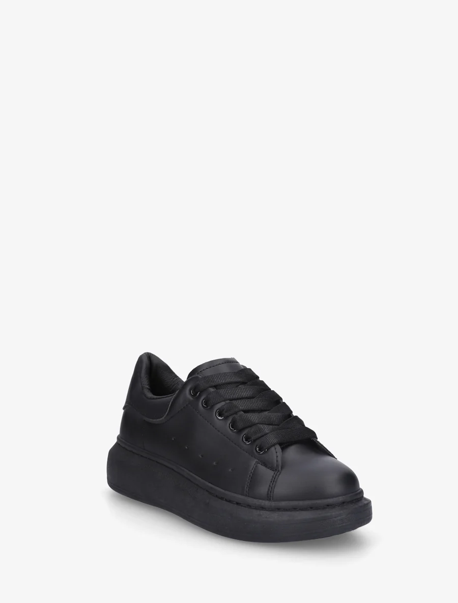 Casual sneakers in imitatieleer - Zwart - Image 2