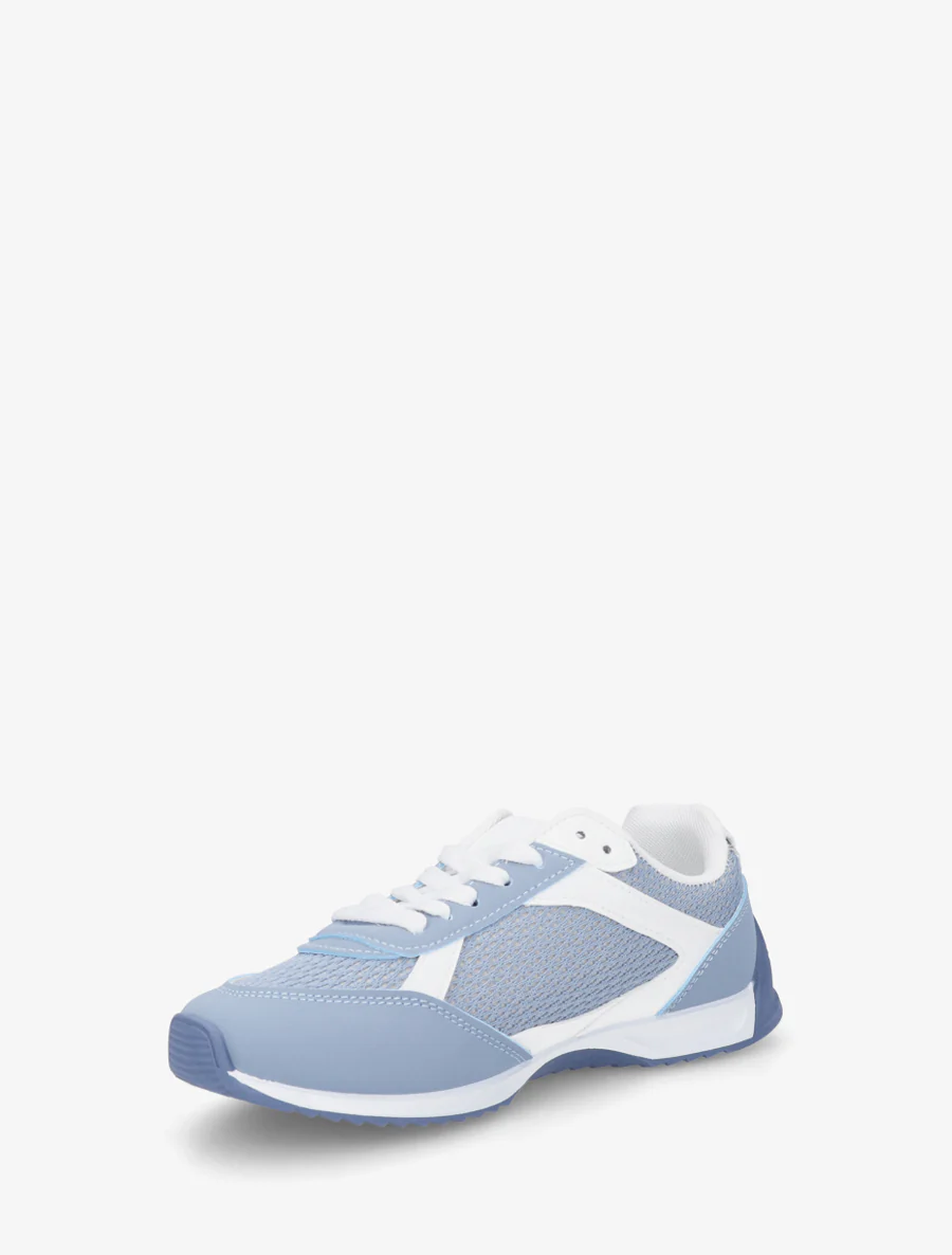 Casual sneakers van stof en imitatieleer - Blauw - Image 3
