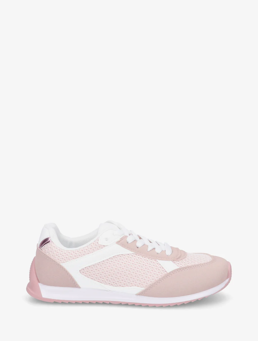 Casual sneakers van stof en imitatieleer - Roos