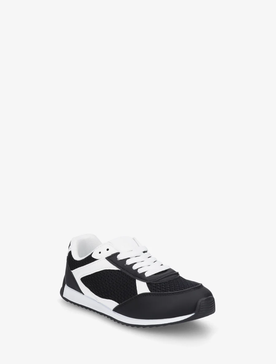 Casual sneakers van stof en imitatieleer - Zwart - Image 2