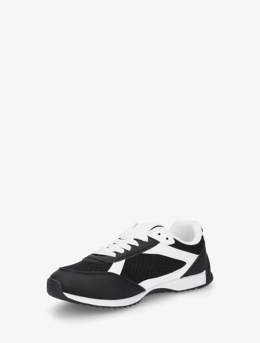 Casual sneakers van stof en imitatieleer - Zwart - Image 3