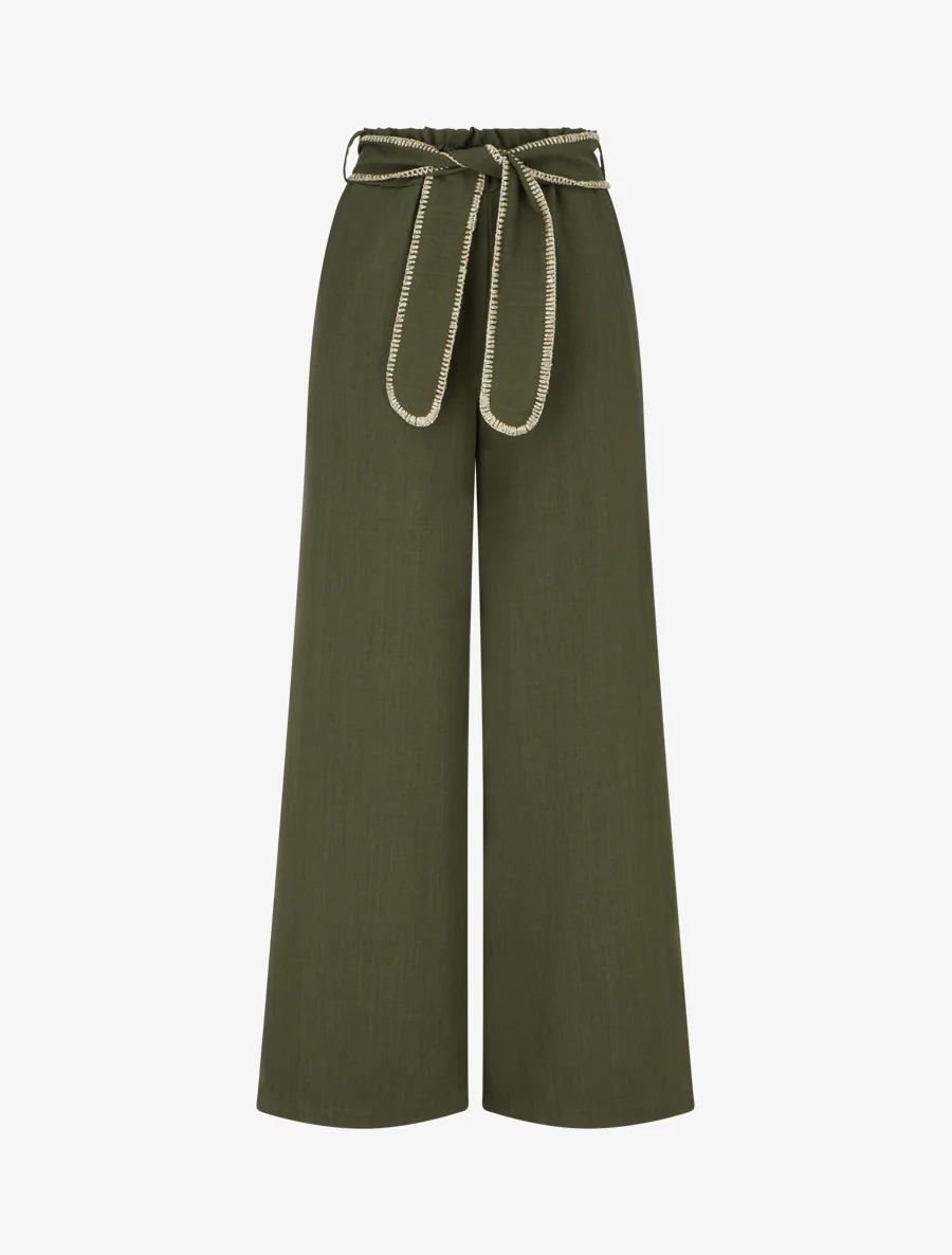 Ceintuurbroek met iriserend detail - Kaki