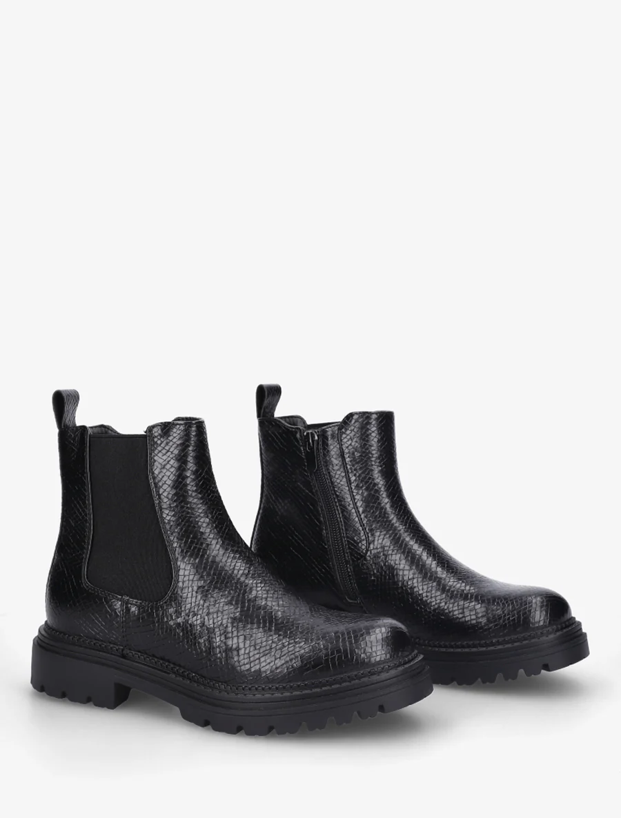 Chelsea boots met print in imitatieleer - Zwart - Image 4