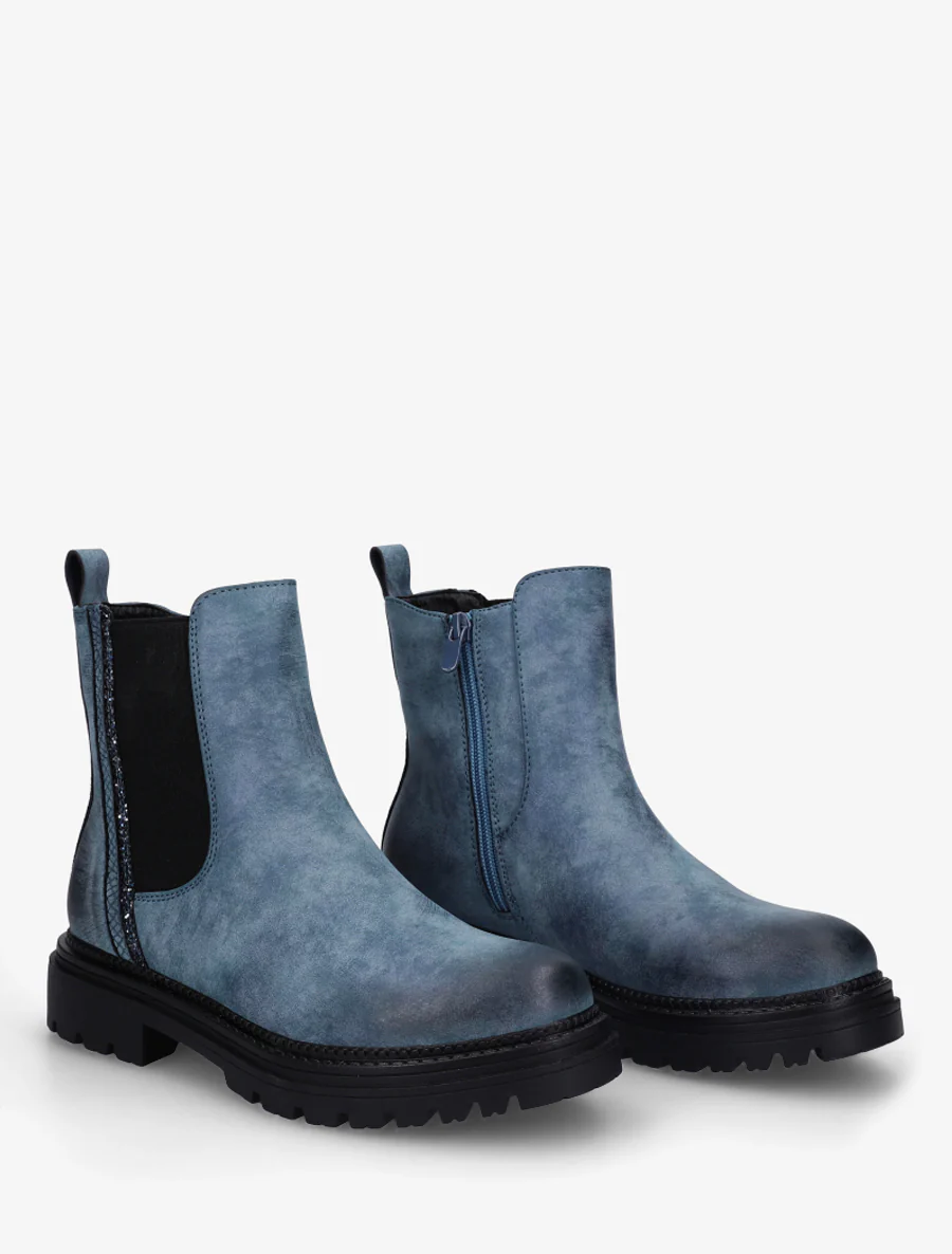 Chelsea met glinsterende details en krokodillenprint - Blauw - Image 4
