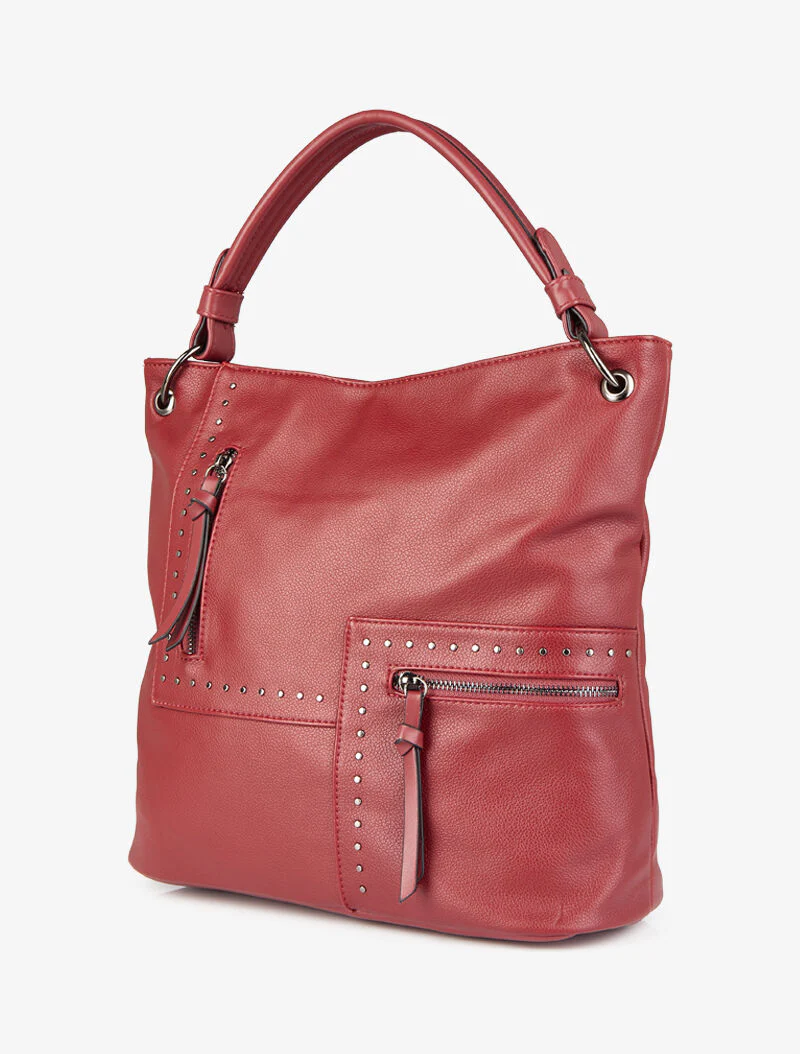 Gespijkerde shopper Katia - Rood - Image 2