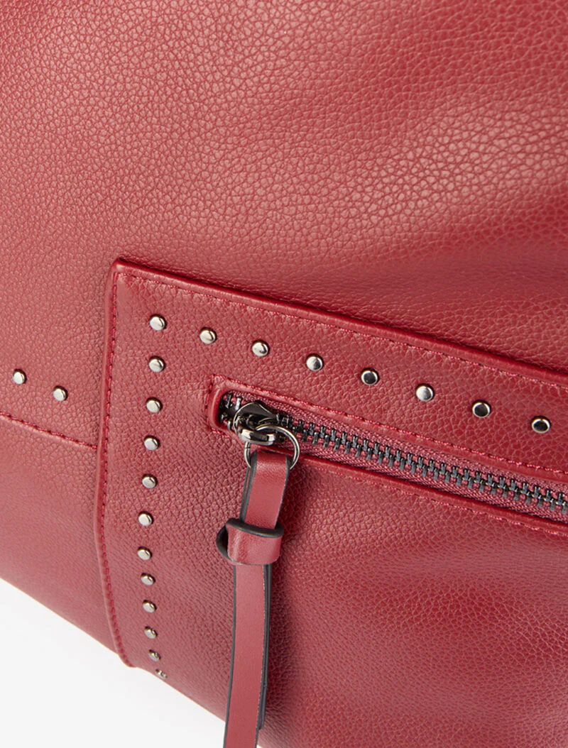 Gespijkerde shopper Katia - Rood - Image 4