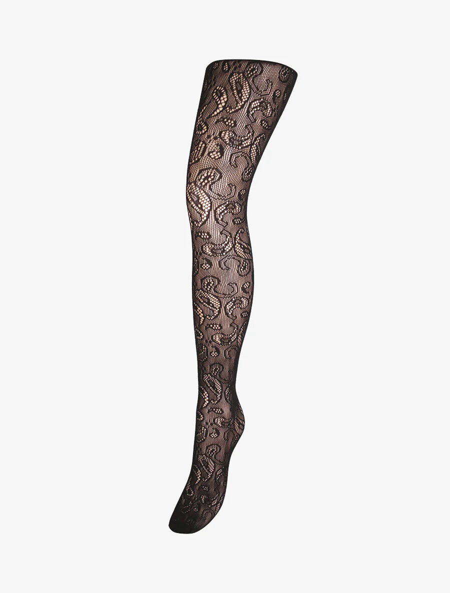 Netpanty's met paisleypatroon - Zwart
