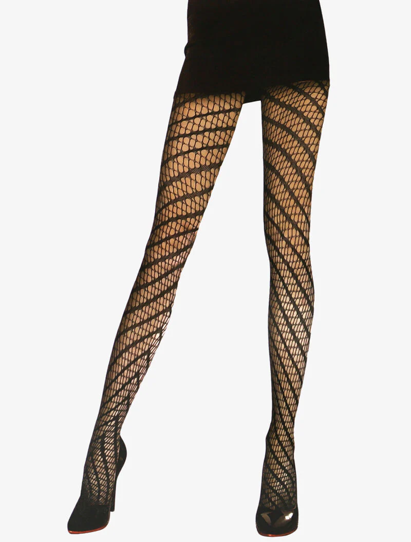 Netpanty's met grote visnet en gestileerde banden - zwart