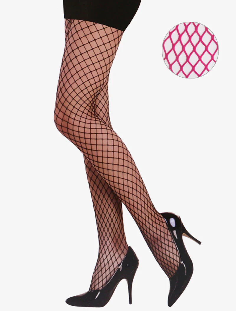 Netpanty's met grote mazen - fluorescerend roze
