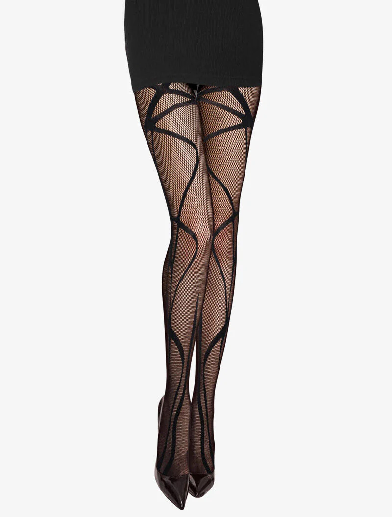 Netpanty's met grafische prints - zwart