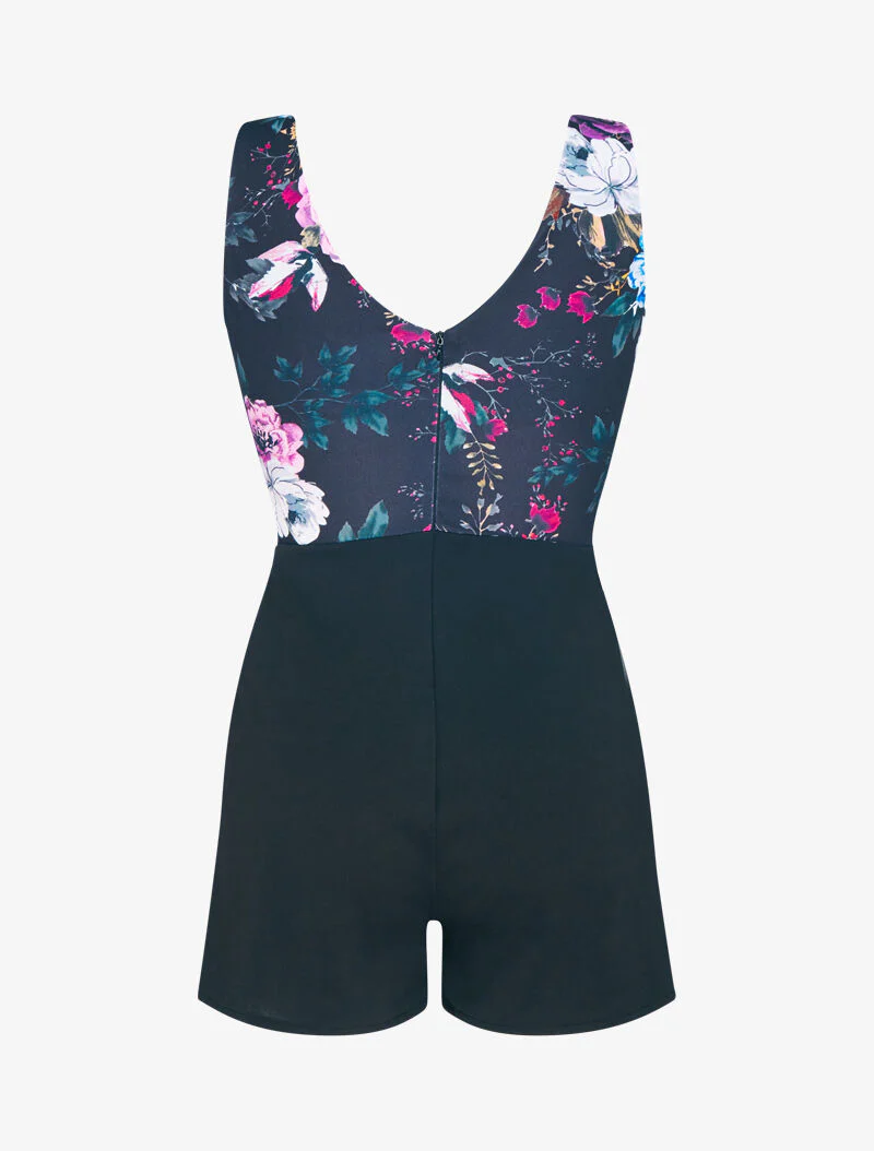 Combi-jumpsuit met bloemenprint op het bovenstuk - zwart - Image 3