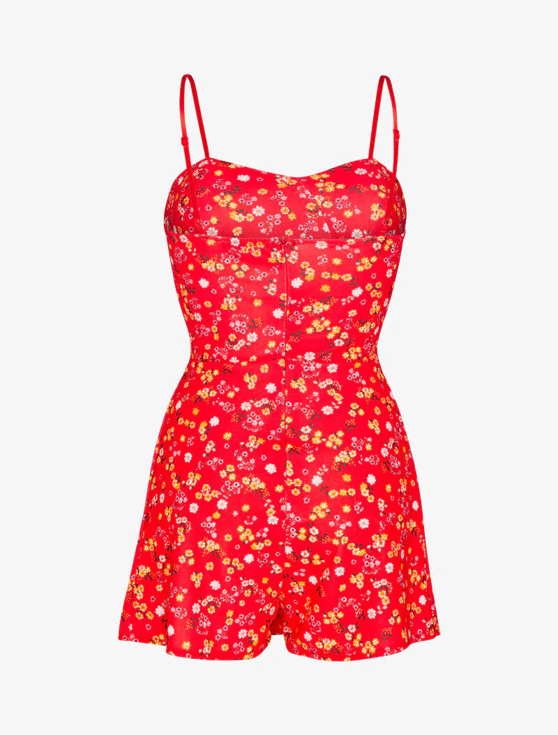 Combi-jumpsuit met kleine bloemenprint - rood - Image 3