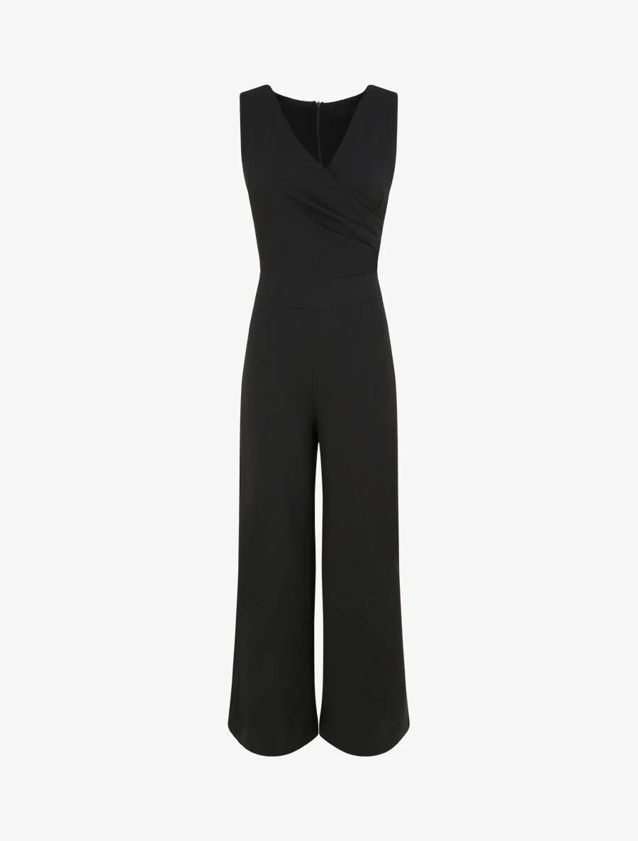 Flare wikkeljurk met drapering - Zwart