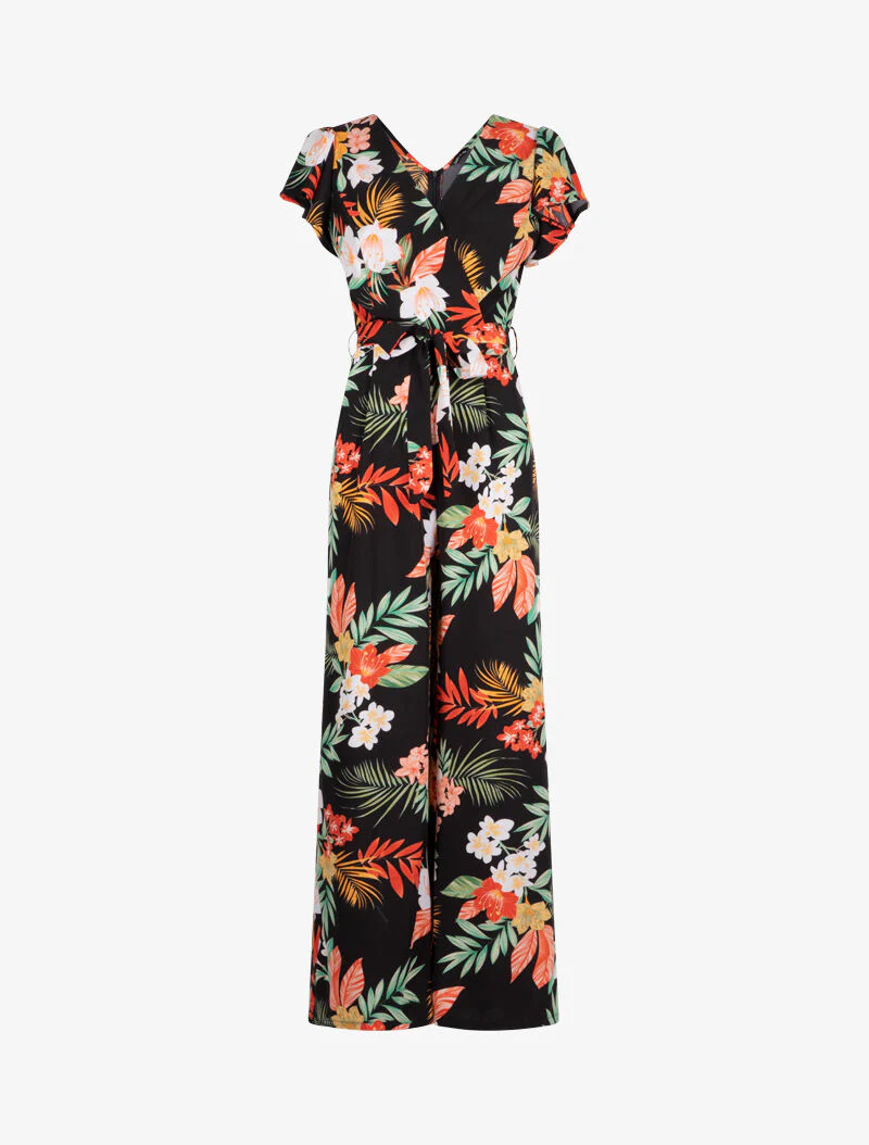Combinatie met prints en volantmouwen - zwart - Image 2