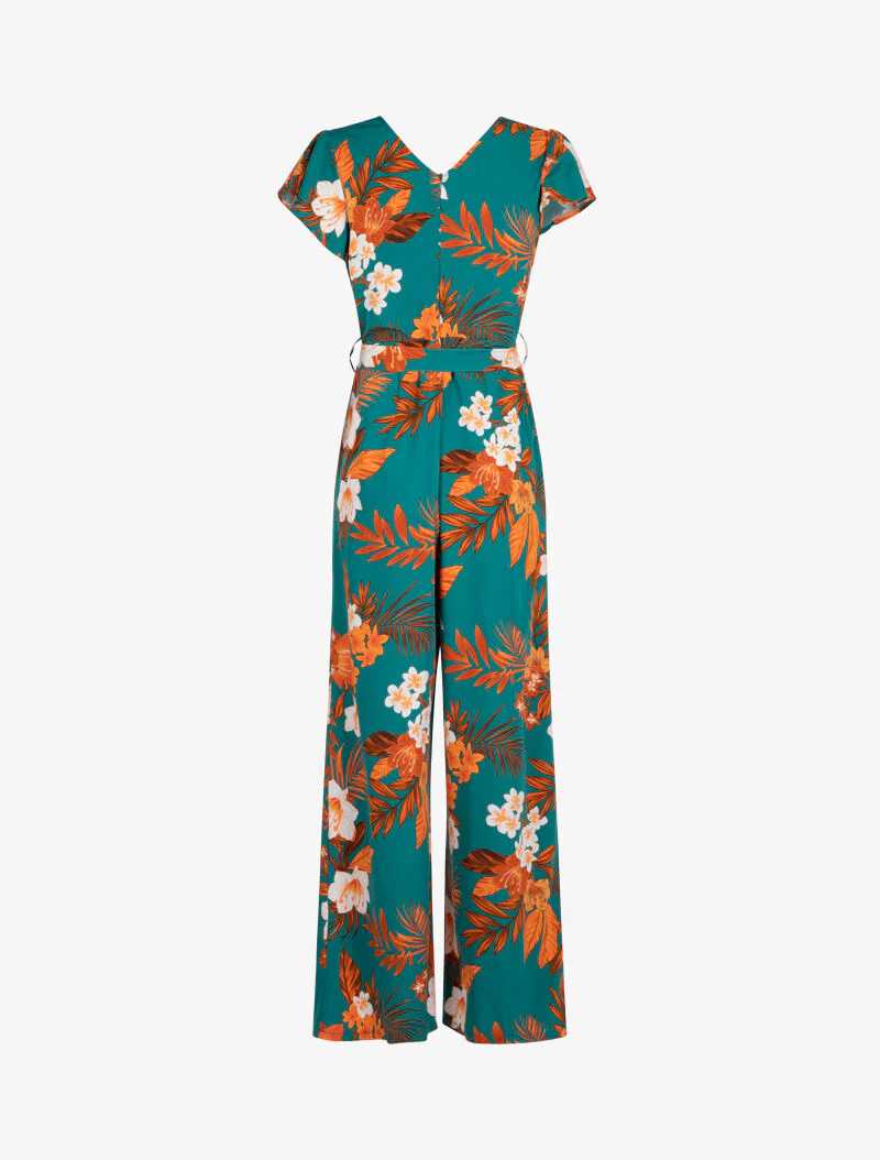 Combinatie met prints en volantmouwen - donkergroen - Image 3