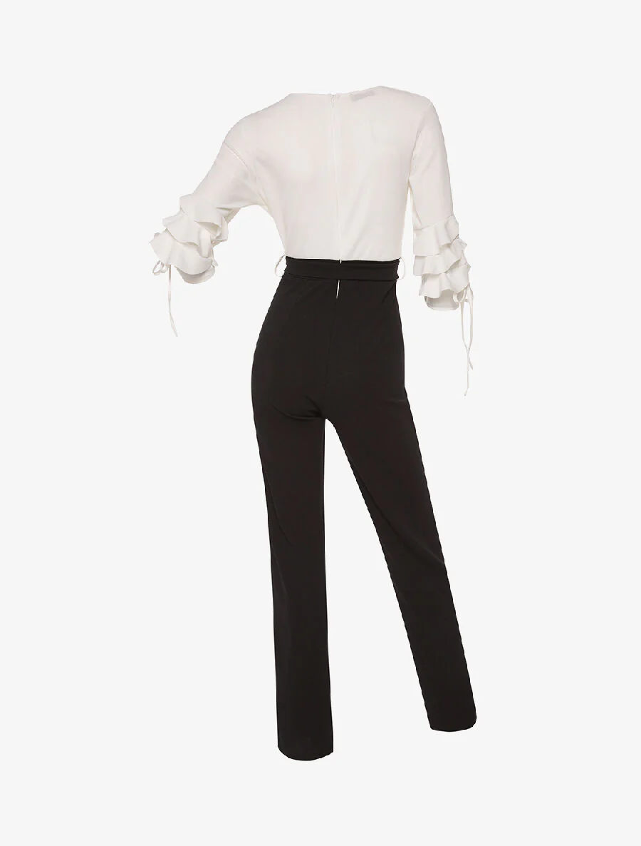 Combinatie met volantmouwen - wit/zwart - Image 2