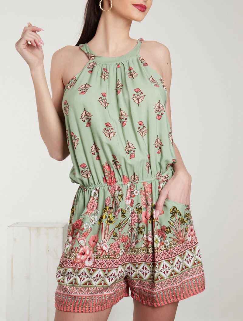 Combinatiepak met bloemen- en grafische prints - groen - Image 3