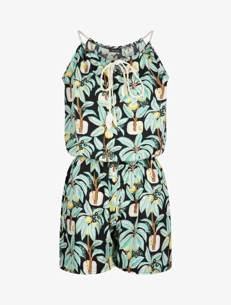 Jumpsuit met kokospalmenprint - zwart - Image 2