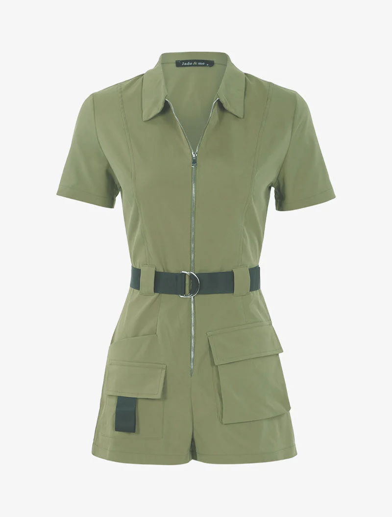 Jumpsuit met contrasterende details - kaki