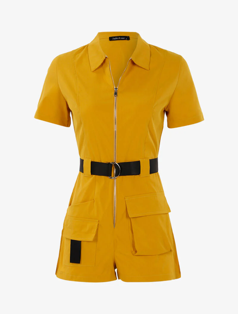Jumpsuit met contrasterende details - geel