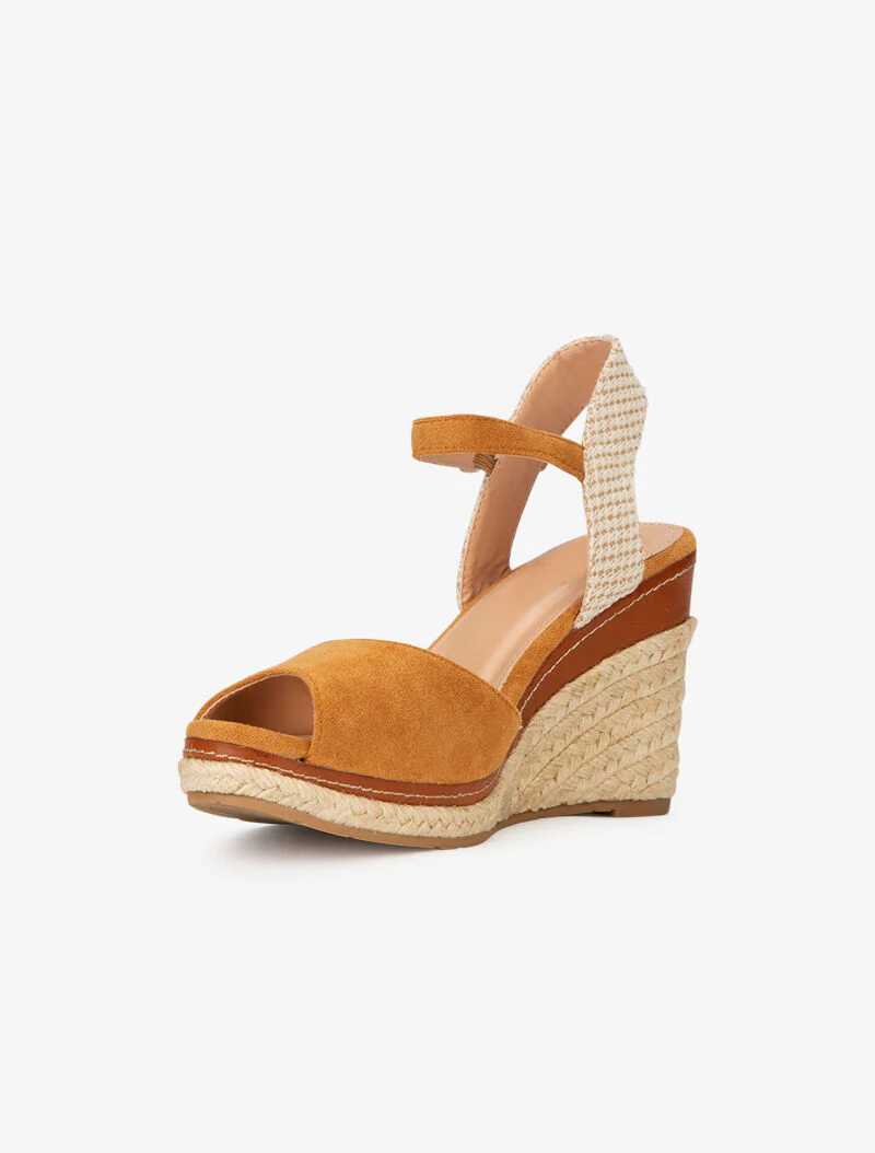Verhoogde schoenen met details in imitatieleer en stof - camel - Image 3