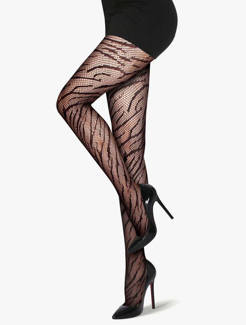 Netpanty's met contrasterende zebraprint - zwart