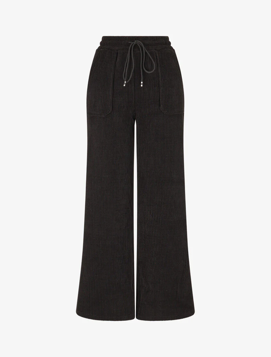 Corduroy broek met opgestikte zakken - Zwart