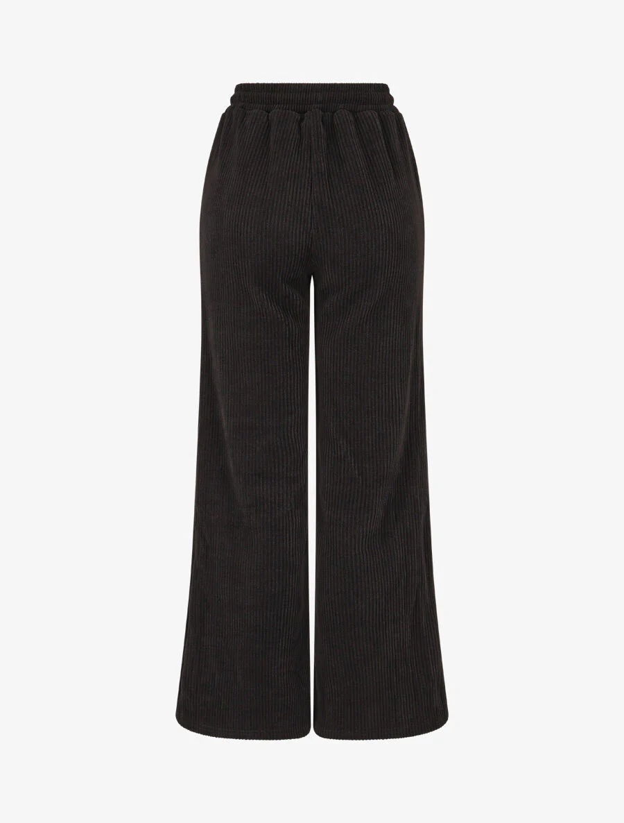 Corduroy broek met opgestikte zakken - Zwart - Image 2