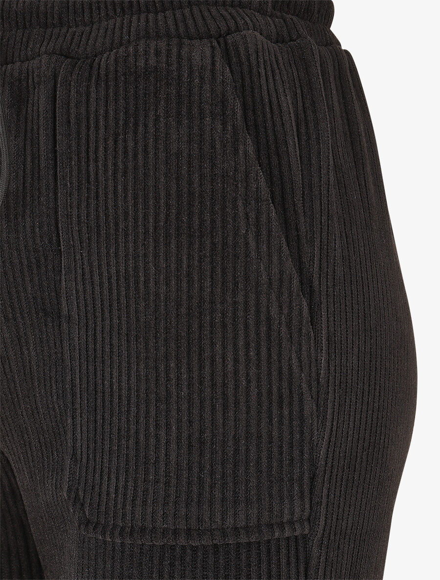 Corduroy broek met opgestikte zakken - Zwart - Image 3
