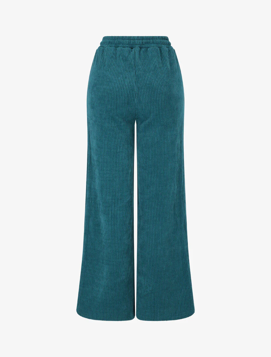 Corduroy broek met opgestikte zakken - Blauwgroen - Image 2