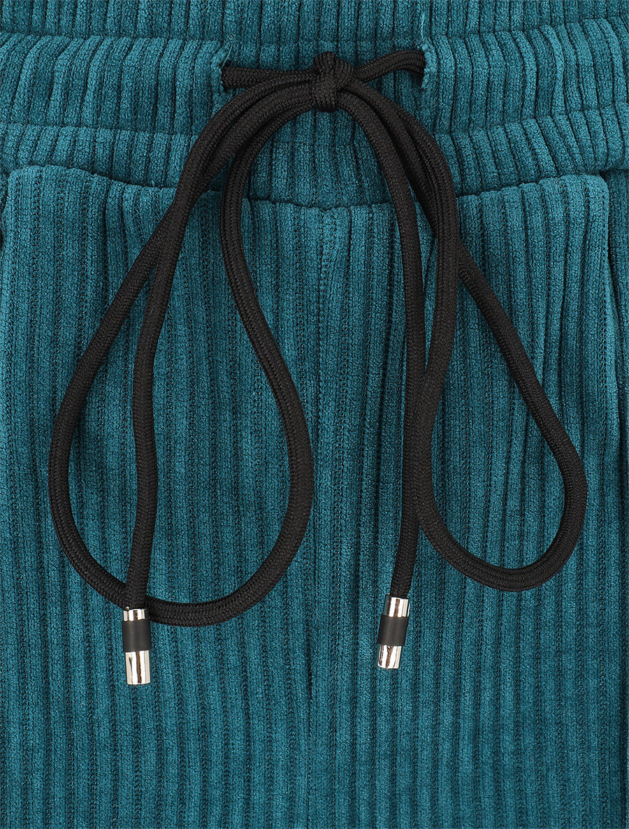 Corduroy broek met opgestikte zakken - Blauwgroen - Image 3