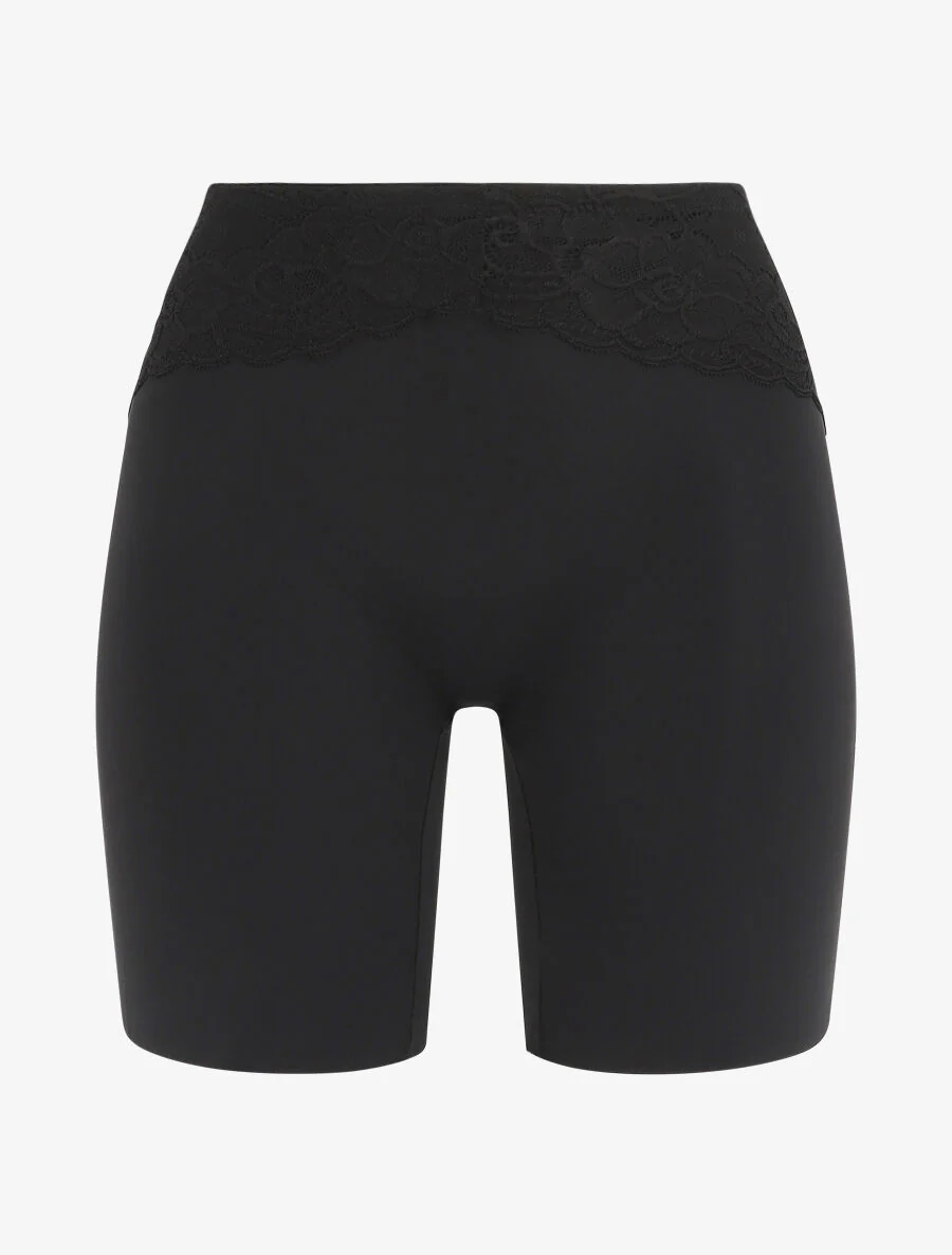 Corrigerende short met hoge taille en kant - zwart