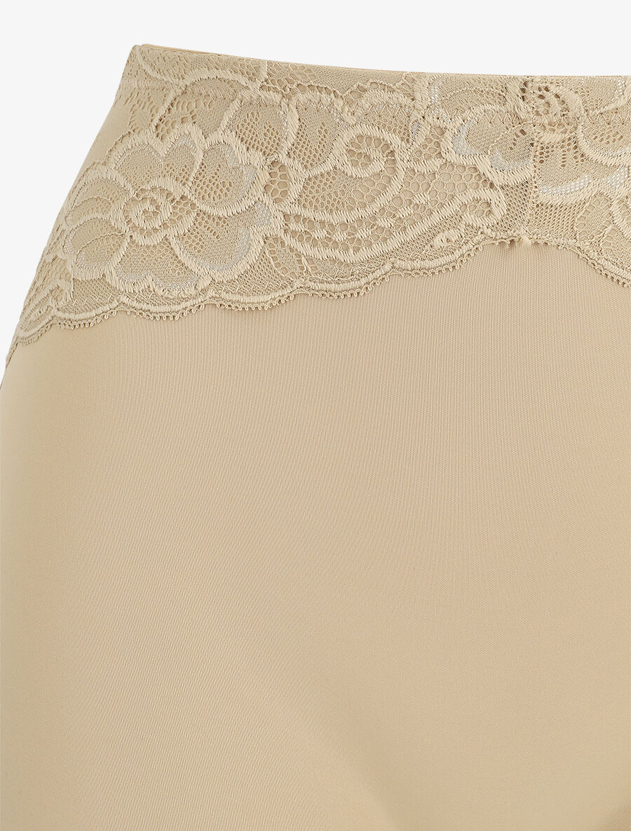 Corrigerende short met hoge taille en kant - Beige - Image 3