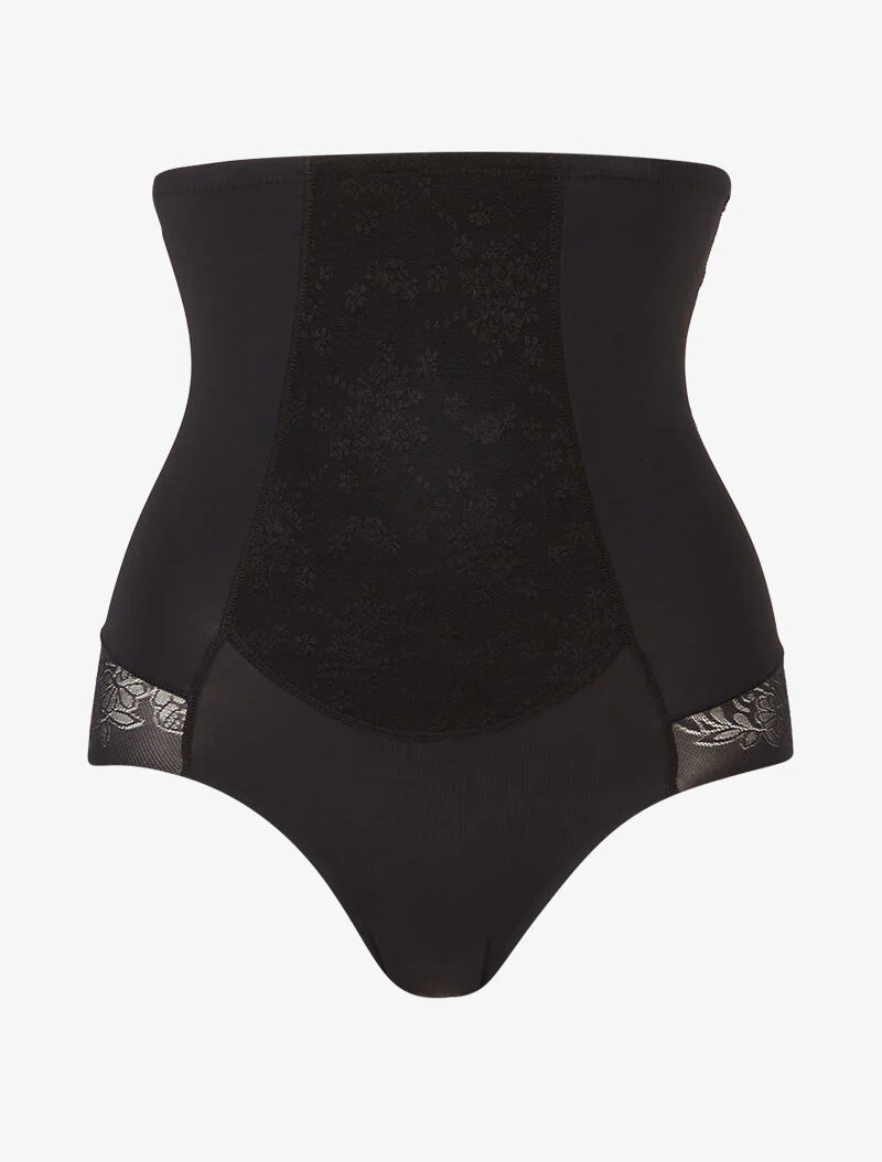 Corrigerende slip met kanten details - zwart
