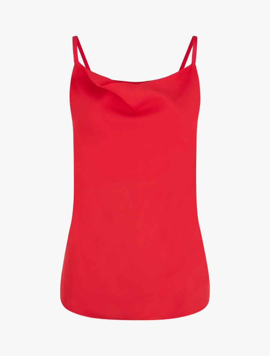 Caraco in voile met watervalhals - Rood