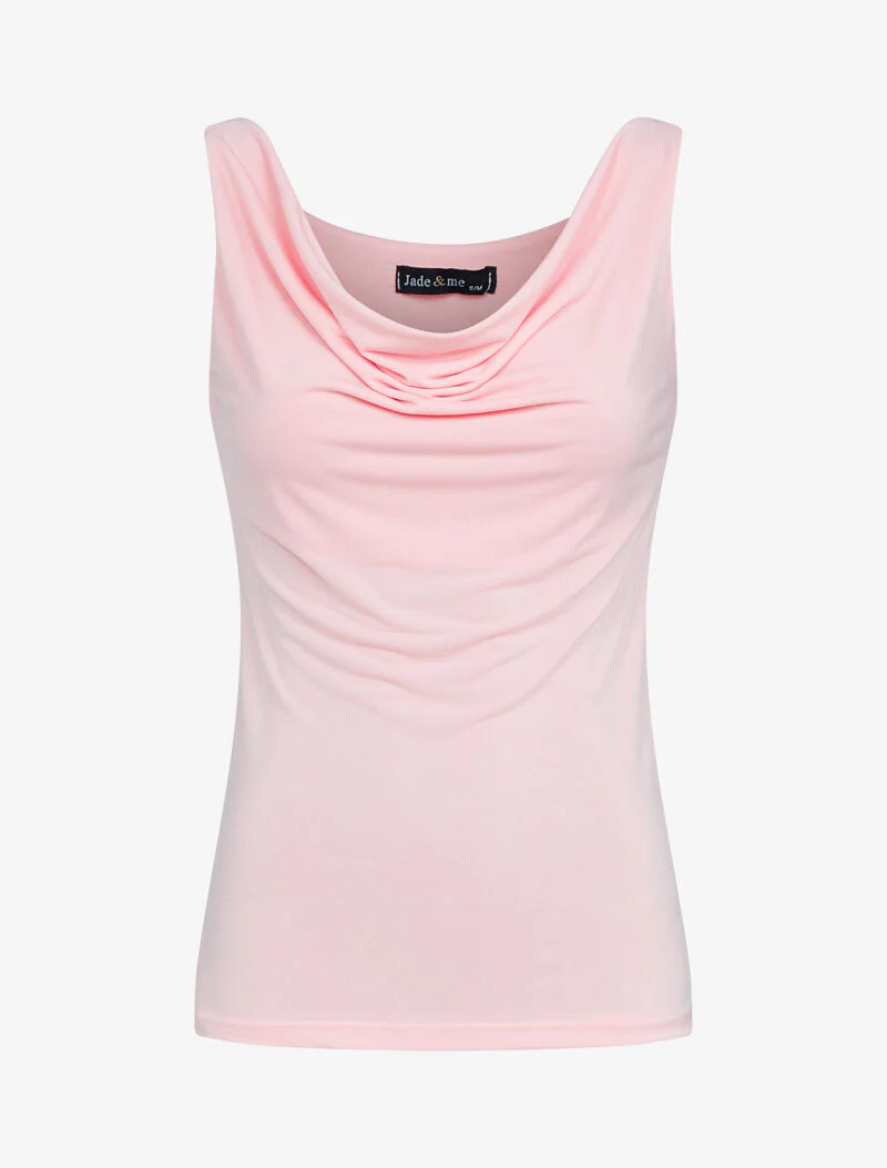 Haltertop met watervalhals - Roze