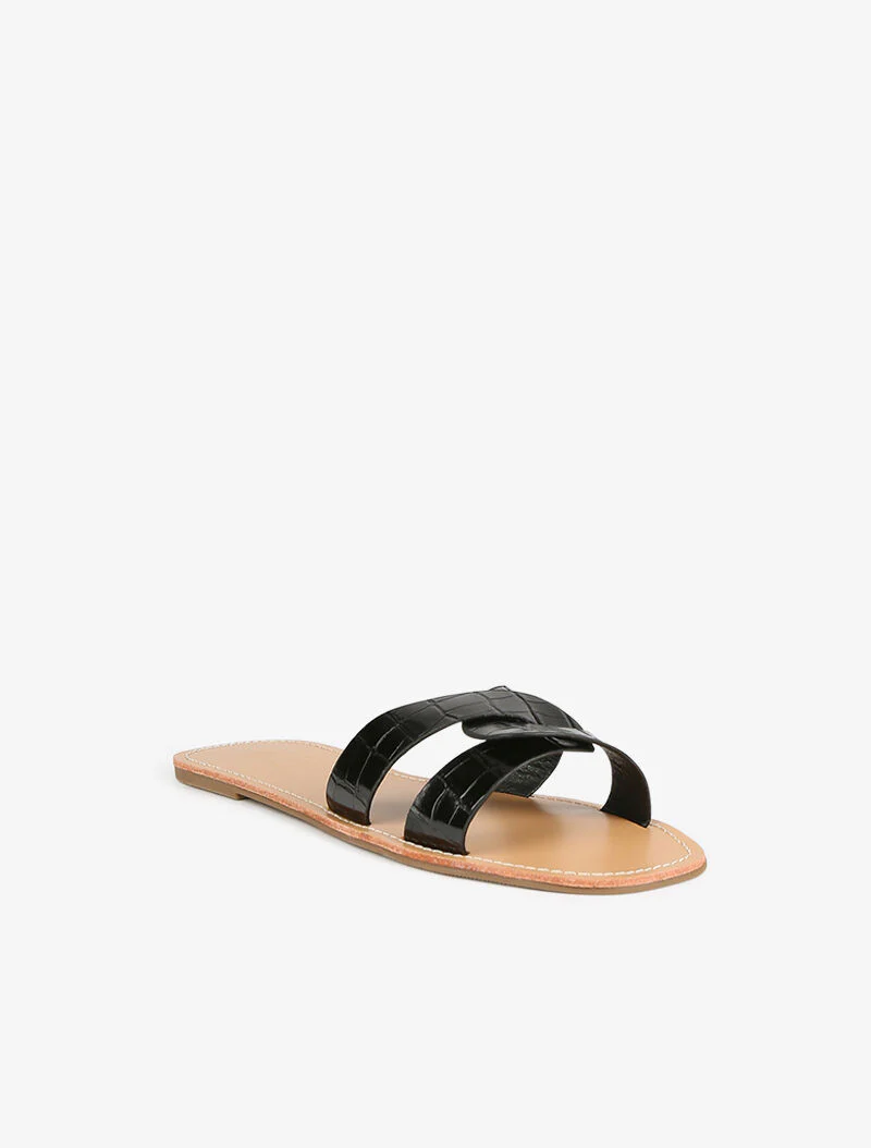 Krokodillenleren sandalen met gevlochten bandjes - zwart - Image 3