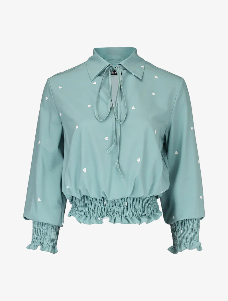 Crop top met hartjesprint - turkoois