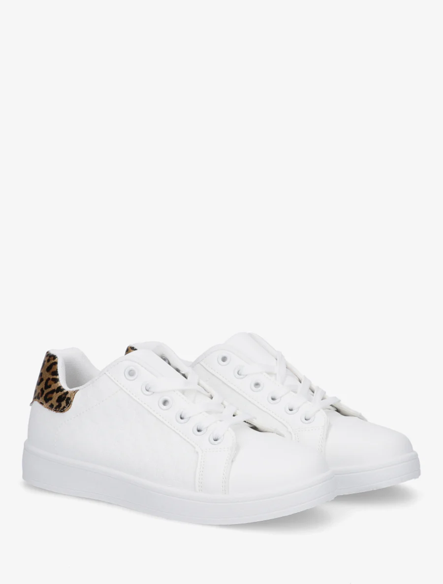 Damesschoenen met schaakbordpatroon en luipaardaccent. - Beige - Image 4