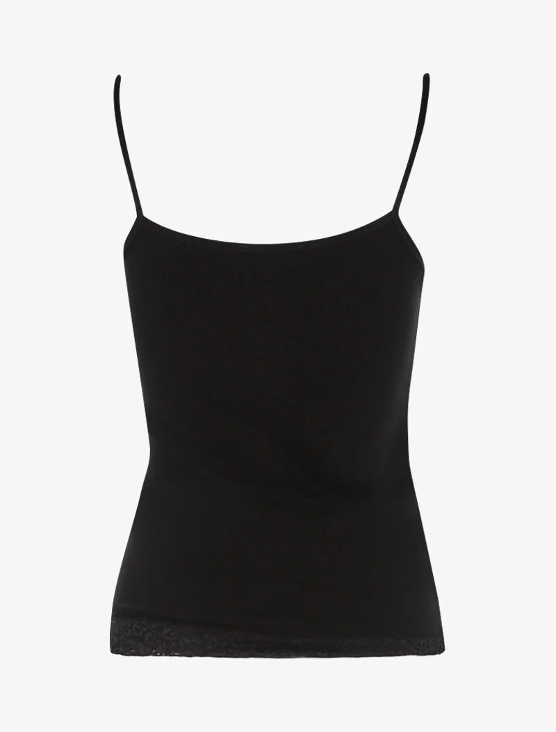 Tanktop met kanten inzetstuk - zwart - Image 2