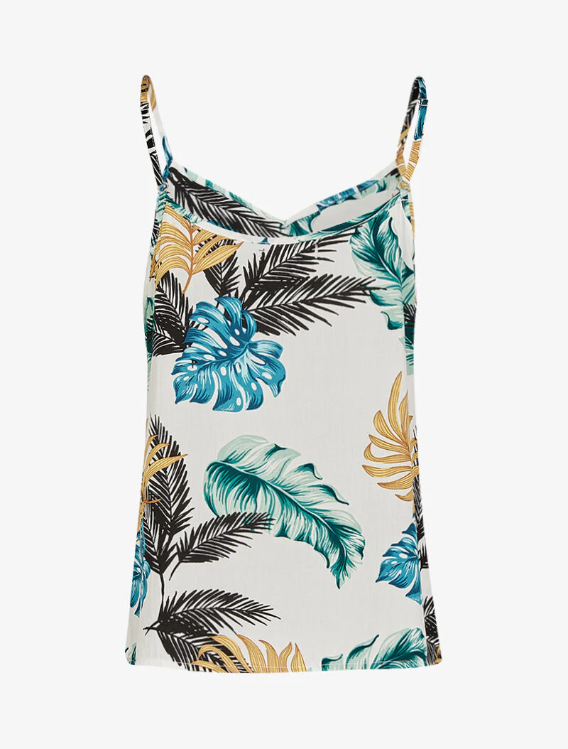 Mouwloos shirt met tropisch bladerenprint - ecru - Image 2
