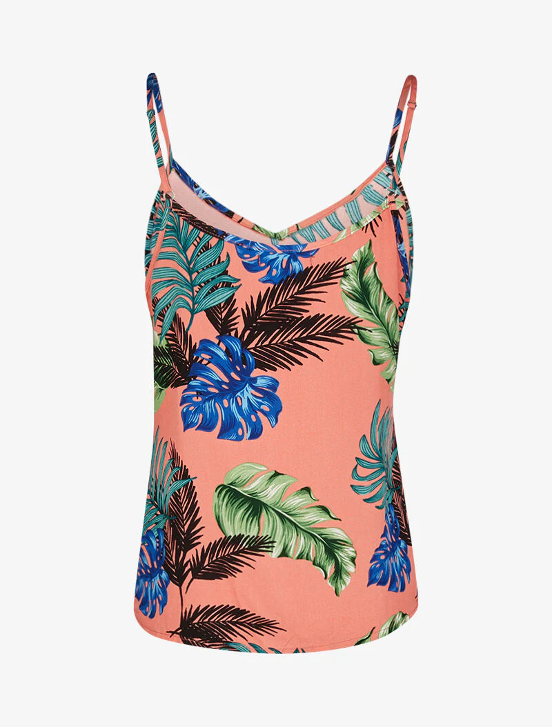 Tanktop met tropische bladerenprint - koraal - Image 2