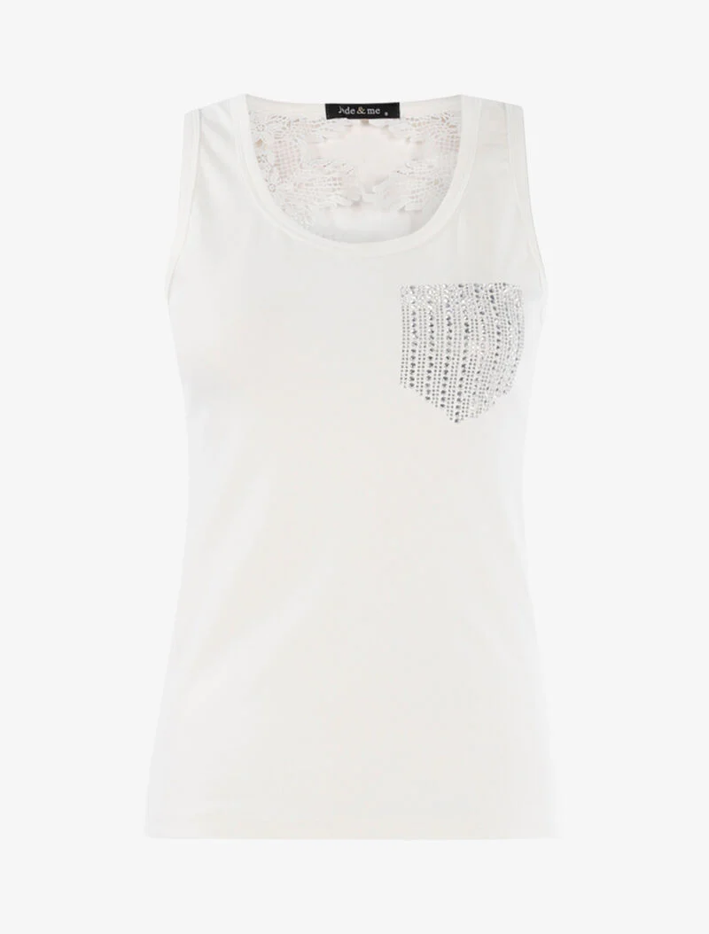 Strass tanktop in de vorm van een zak - wit