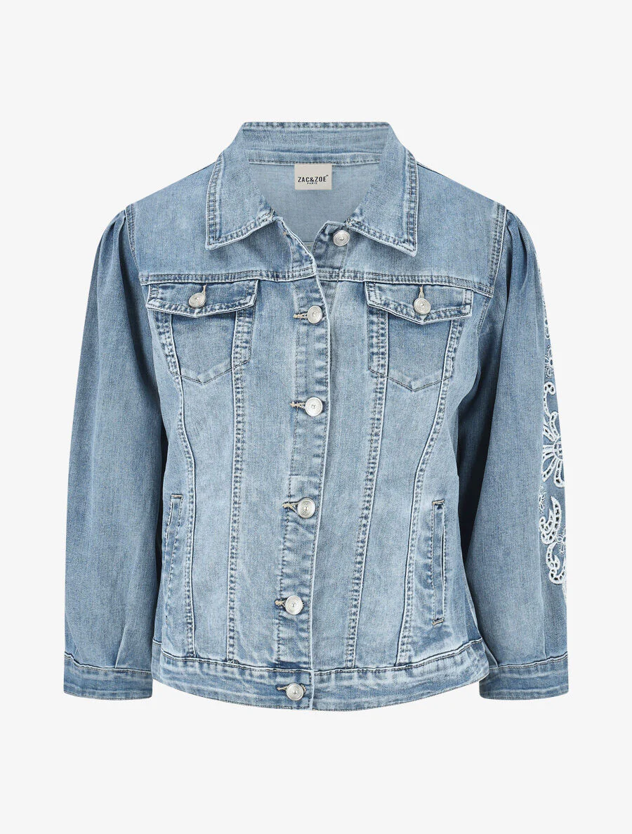 Denim jack met stijlvolle lange mouwen - blauw