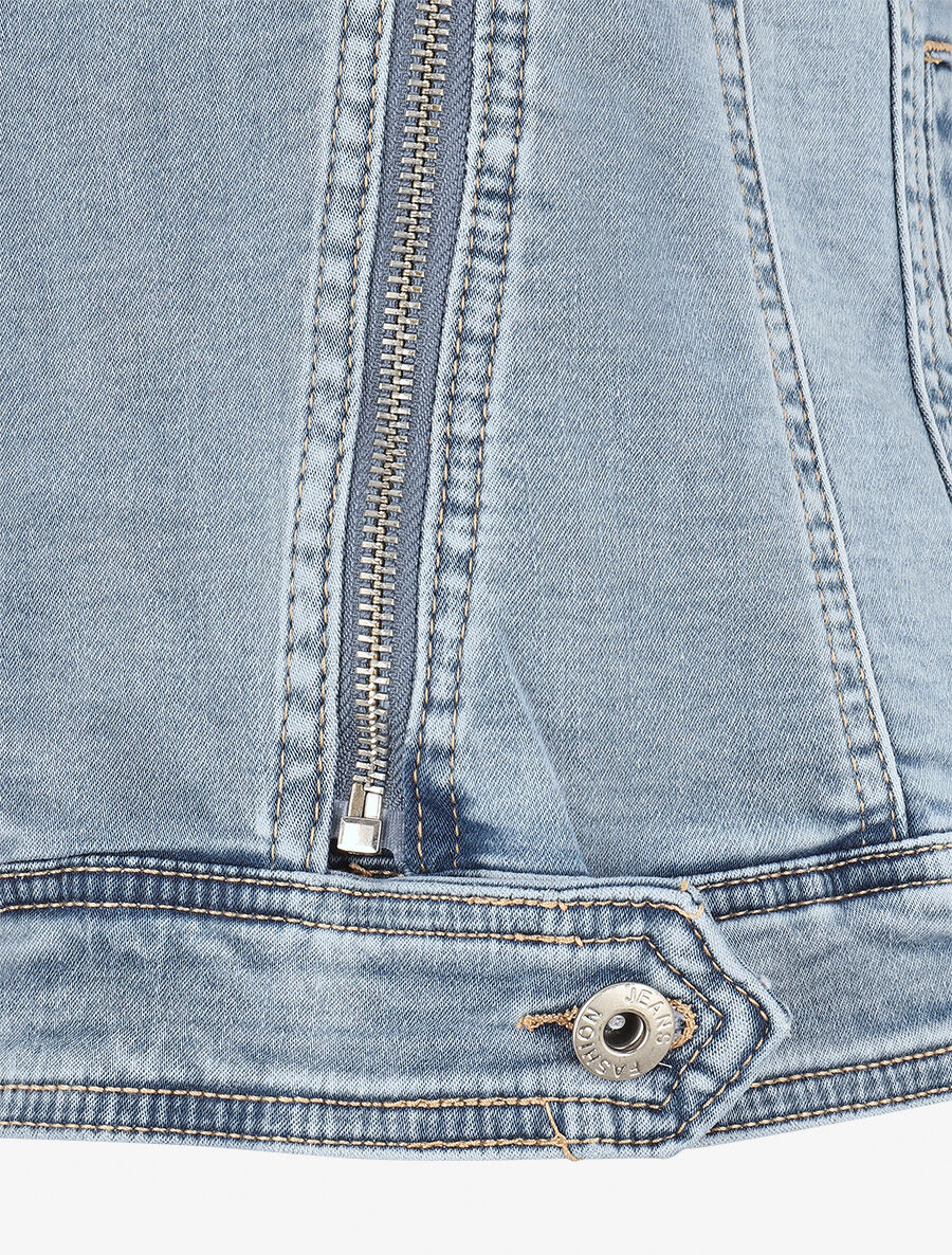 Denim jas met rits - blauw - Image 3