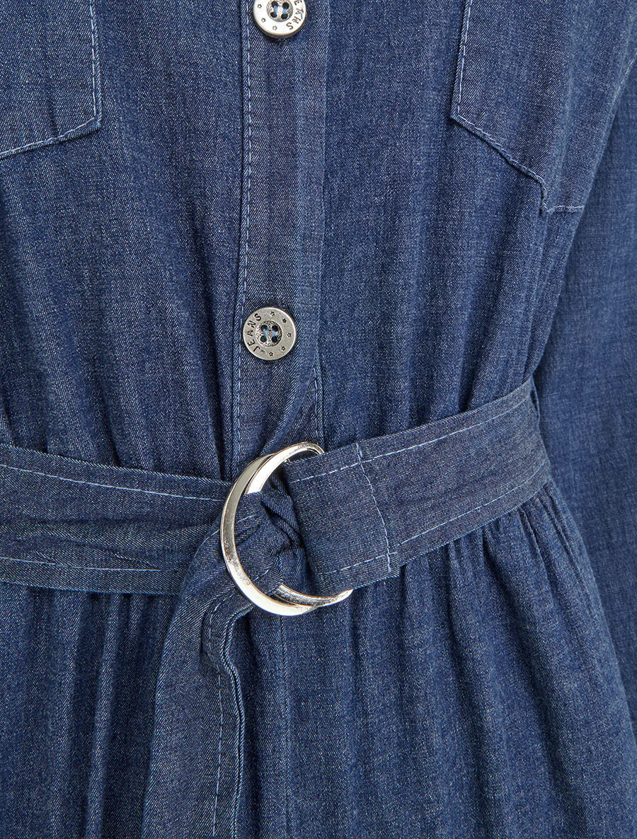 Denim jumpsuit met elastische tailleband - Blauwe denim - Image 3