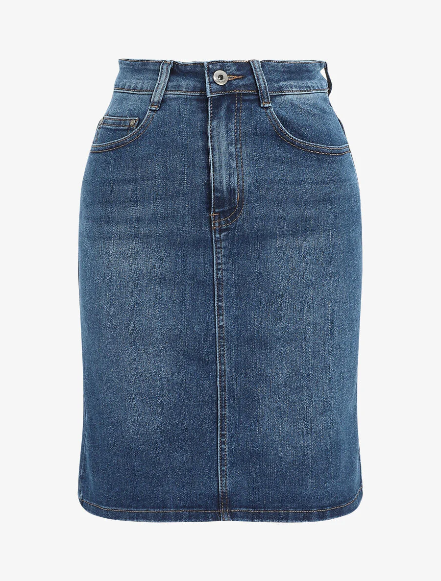 Denim rok in recht model - blauw