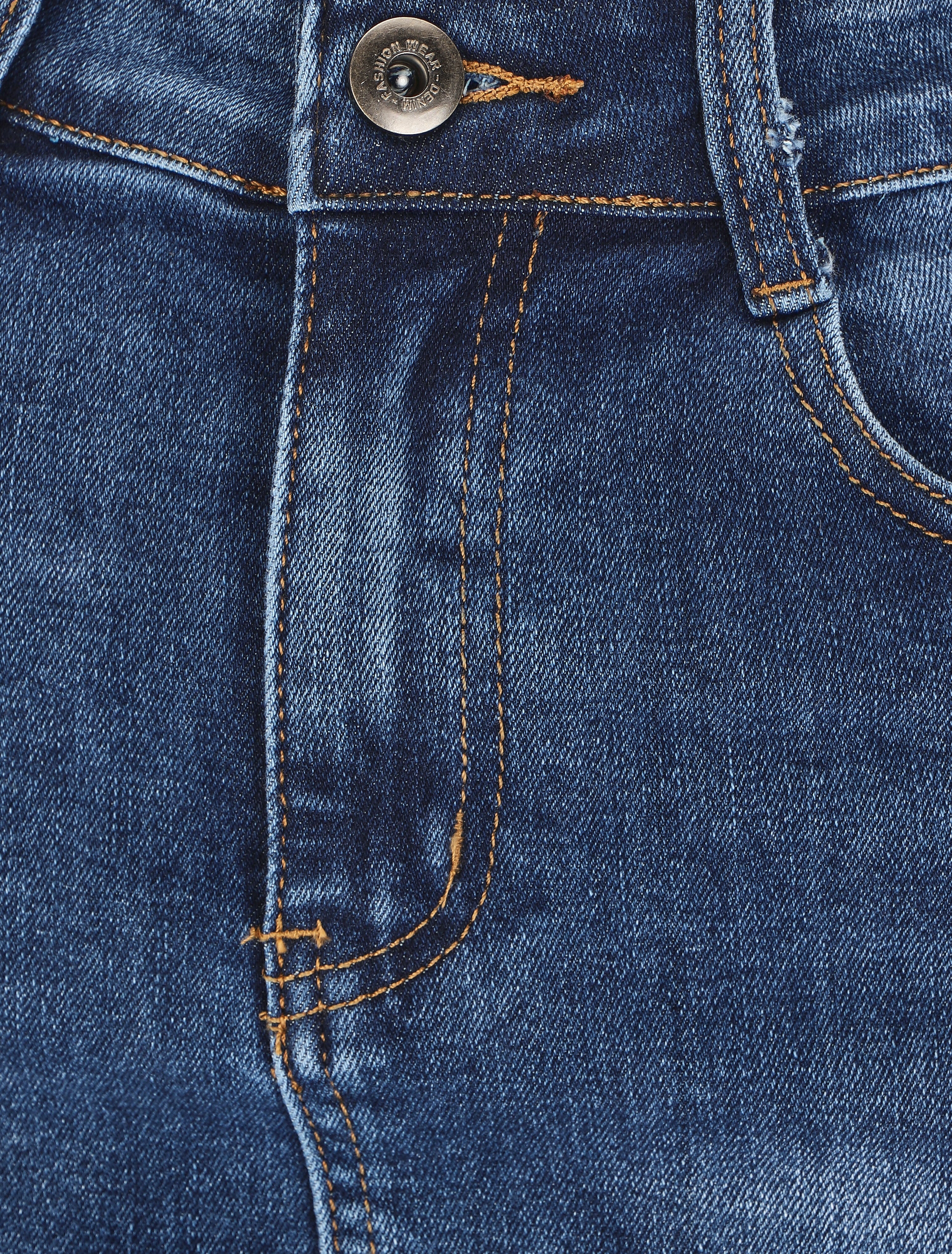 Denim rok in recht model - blauw - Image 4