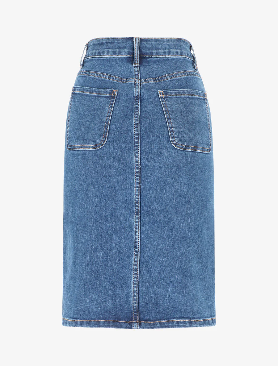 Denim rok met knoopsluiting - blauw - Image 2